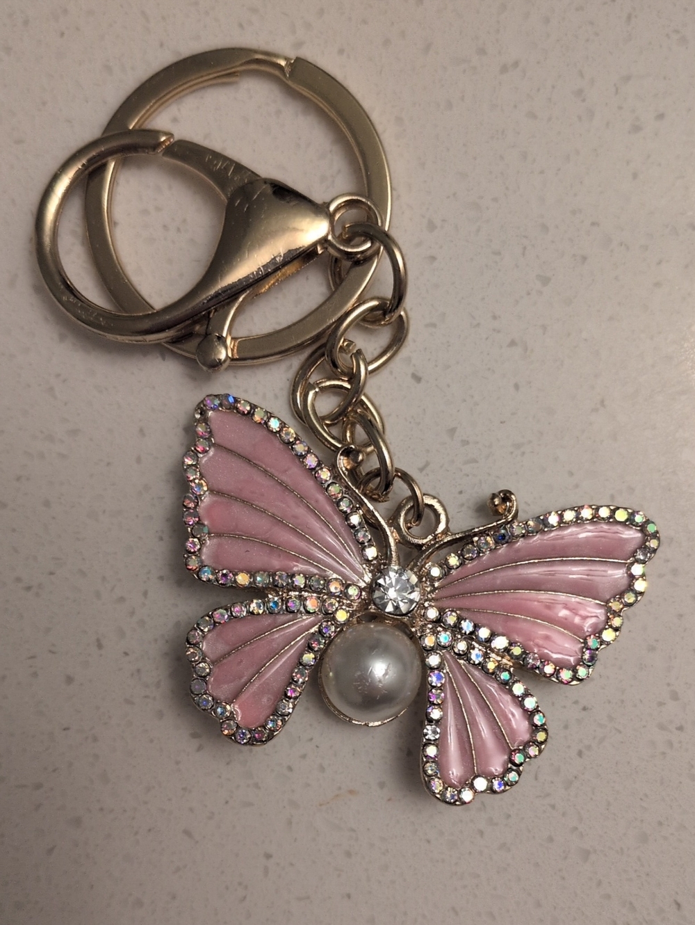 free Add On⭐ Pink Butterfly Keychain Charm with Pearl and Rhinestones